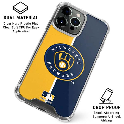 MLB Milwaukee Brewers Split iPhone 16 Pro Clear Case